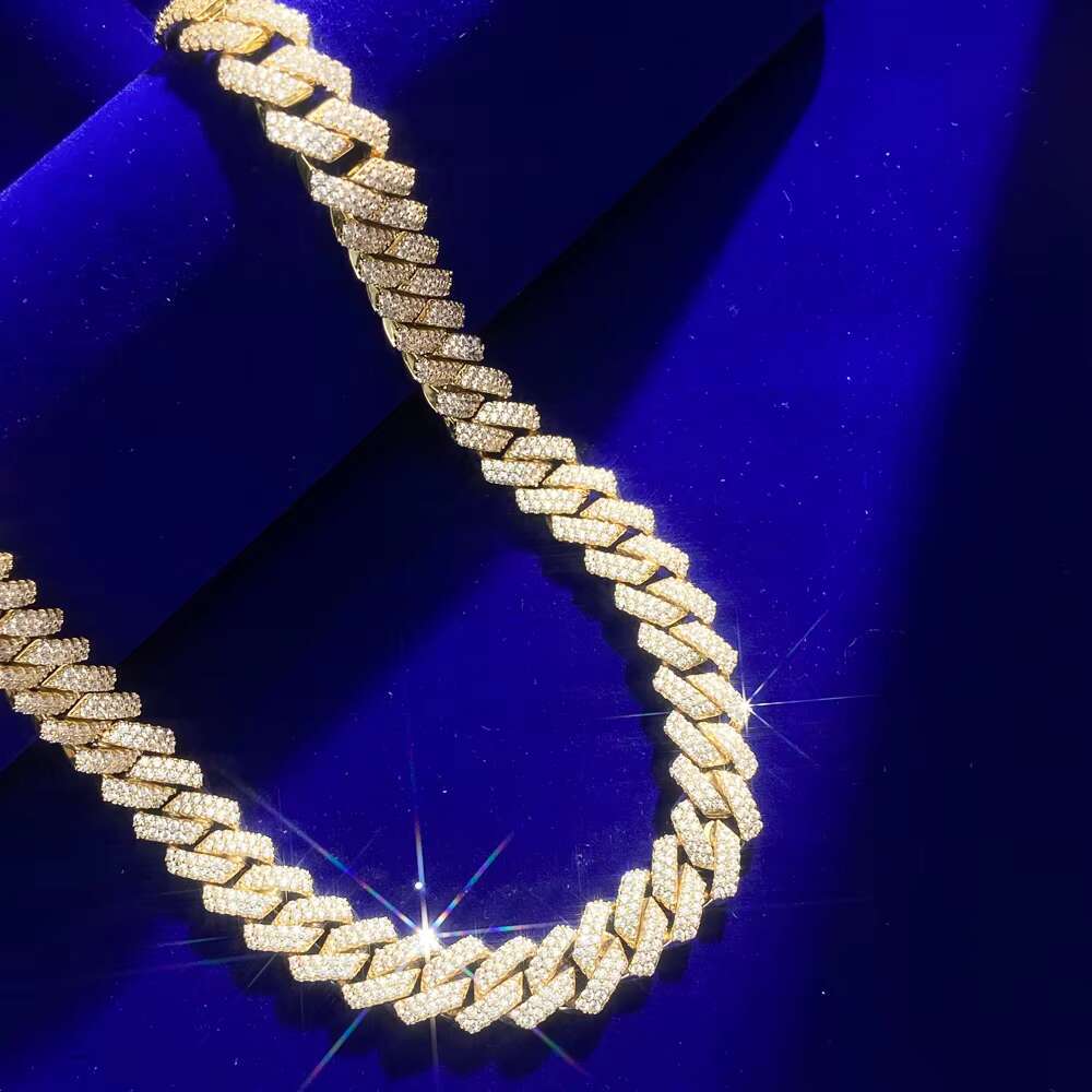 Fashion New Arrival Jewelry 10mm Full 5A Zircon Diamond Brass Gold Plated Cuban Link Chains Necklace for Mens