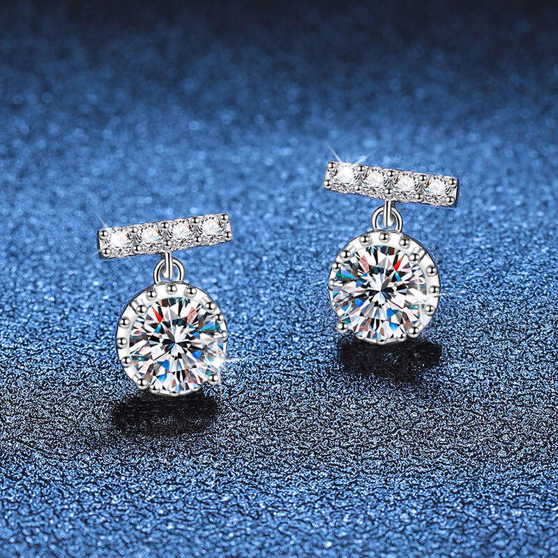 Weizi S925 Pure S925ier for Women S925mall TaS925S925el Round D Color 1 caratS925 MoiS925S925anite EarringS925 afb