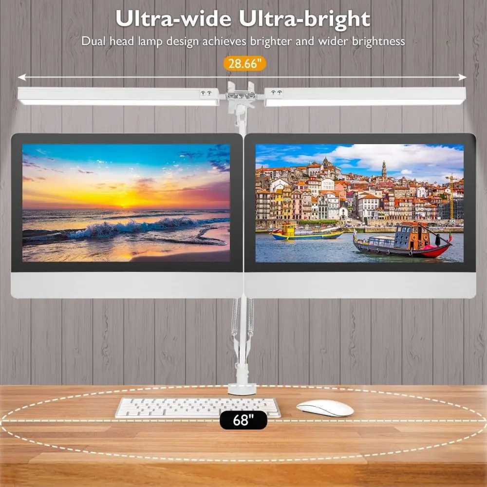 Double Head LED Desk Lamps Dimmable Led Computer Monitor Light adjustable USB Table Lamp Office Study Reading Lighting FixtureXJ250703