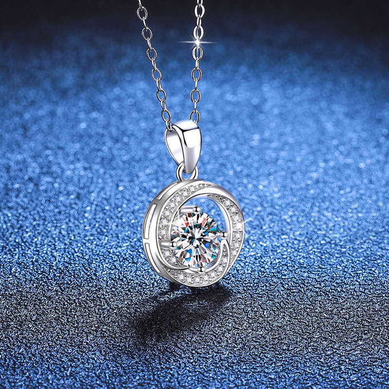 S925 Pure S925ier MobiuS925 Pendant 1 caratS925 Plated PT950 D Color MoiS925S925anite Necklace ccf