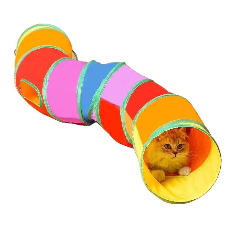 Cat RainbowTunnel Tube, Foldable Cat Toys, Cat Training, Fun Interactive Toys, Puppy Black Tunnel, Pet Supplies, Cat Tunnel Toy