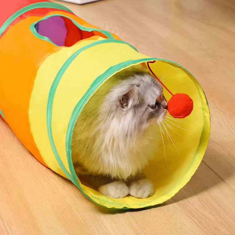 Cat RainbowTunnel Tube, Foldable Cat Toys, Cat Training, Fun Interactive Toys, Puppy Black Tunnel, Pet Supplies, Cat Tunnel Toy