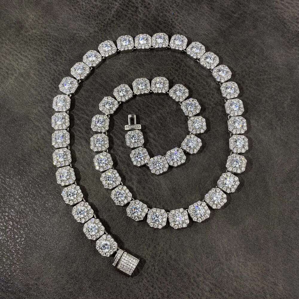 Custom Hip Hop Silver Gold Plated AAA+ Cubic Zircon Iced Out Cluster Tennis Link Chain Necklaces for Women Men
