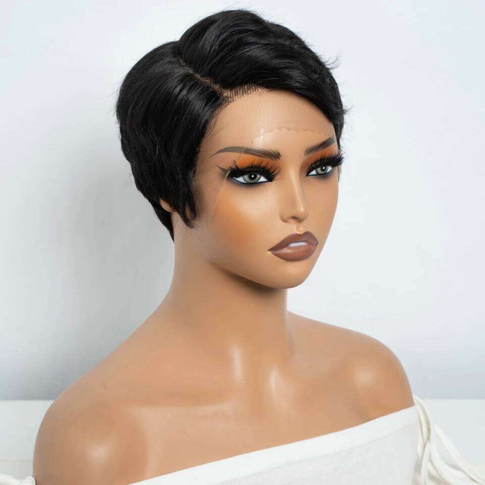 Lekker Short Pixie Cut 13X1 Part Lace Front 100% Human For Women Ready to Wear Brazilian Remy Hair Colored Straight Wig