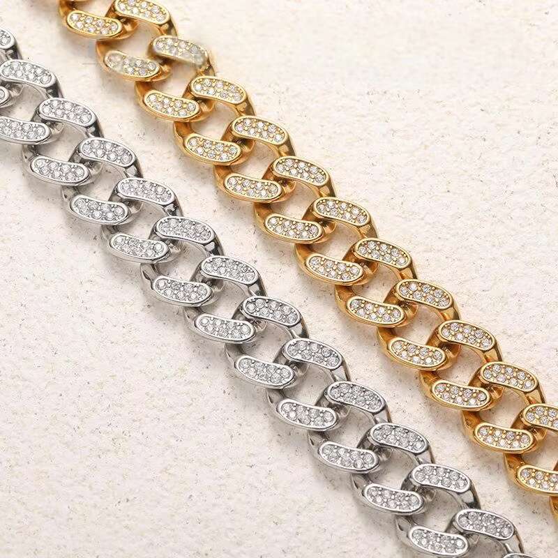 Mens Hip Hop Jewelry Bracelet Gold Plated Hip Hop Ice Diamond Miami Cuban Chain Bracelet Mens