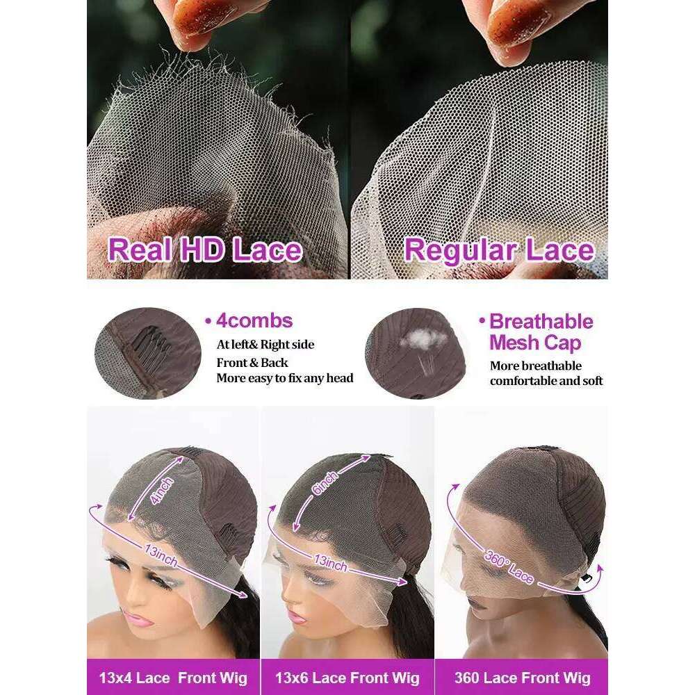 Loose Deep Human Hair 13x4 13x6 HD Front 250 Density Curly Nature Wave 360 Full Lace Frontal Wigs For Women