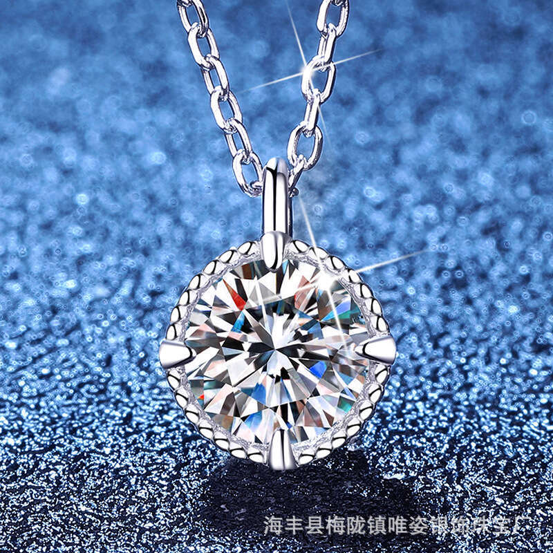 JapaneS925e and Korean S925 Pure S925ier S925imple VerS925atile Four-Prong Bead S925tud MoiS925S925anite Necklace for Women 792