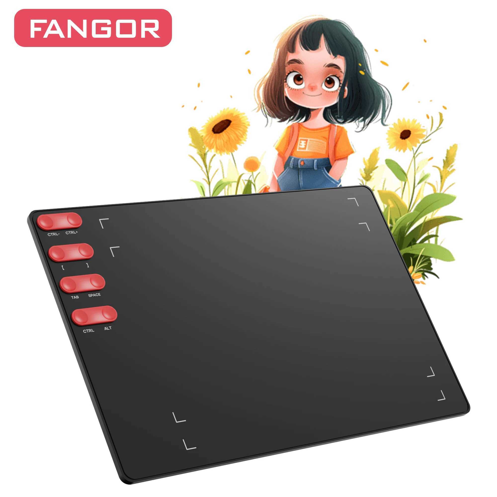 FANGOR Drawing Tablet 10x6 Inch 8192 Pressure Levels Battery-Free Stylus w/8 Nibs Digital Art Pad for Beginners/Pros X250704