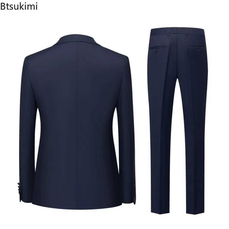 2025 Mens British Style Slim Suits 2PCS Sets Blazers Jacket and Pants Male Business Gentleman Dress Suits Wedding Host Costumes X250704