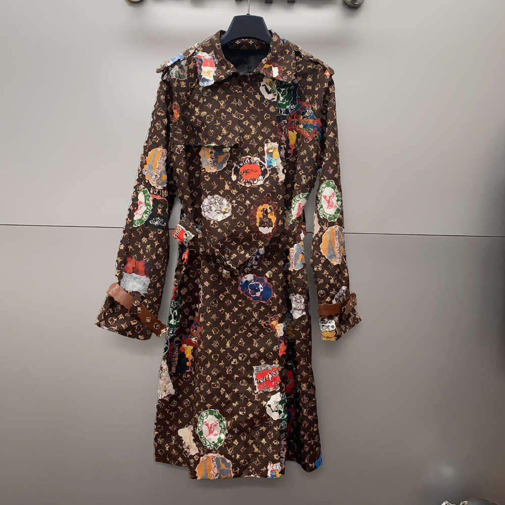 designer dress luxury Womens party dress trendy clothes Old Floral Long Trenchcoat Classic Letter Print Waistband Cinching Long Sleeved Lapel Dresses For Woman