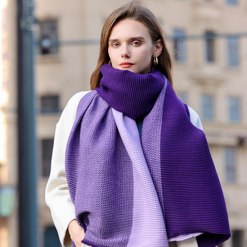 K1232 2025 new double-sided wrinkled color matching cashmere scarf winter high-end scarf for women all-match elegant shawl batch