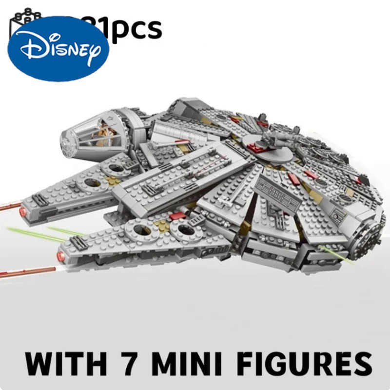 DISNEY New 1381 Pcs Space Millennium War Ship Spacecraft Set Falcon Alien MINI 75105 Figure Model Building Blocks Bricks Toy Kids Gift W20250704