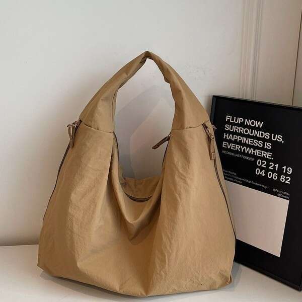 2025 New Korean Style Nylon Tote Women's Canvas Underarm Single Shoulder Versatile Large Capacity Casual Shopping Bag