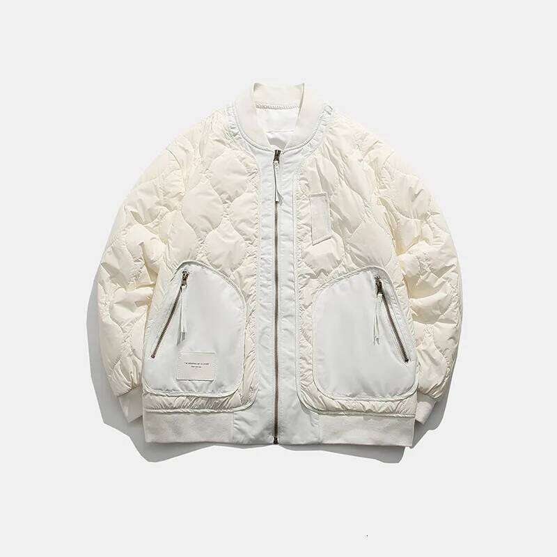 Winter Colored Large Pocket Sticker Quilted Baseball Collar Thin Cotton Coat Outdoor Trekking Camp Riding Sports Jacket 250701