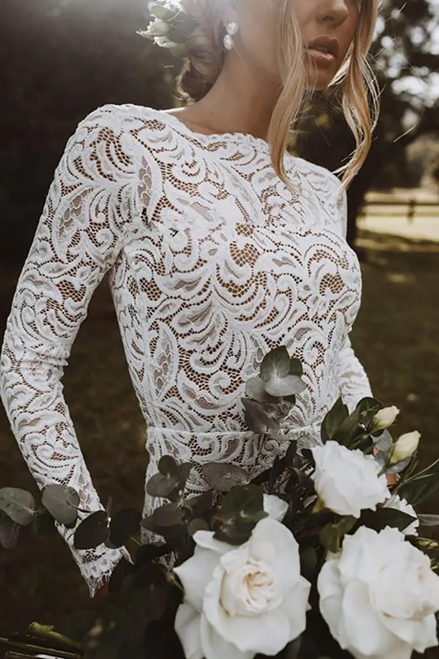 Backless Lace Mermaid Wedding Dresses 2025 Long Sleeves Country Style Bridal Gowns Custom Made Bohemian robes de mariee