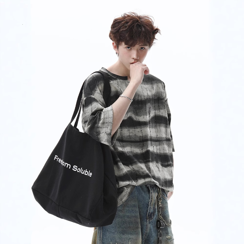 American Heavyweight Striped Short Sleeve T-shirt For Men 2025 New Summer Designer Short Sleeves Retro Trendy Brand Scratched Design Loose Half Sleeve