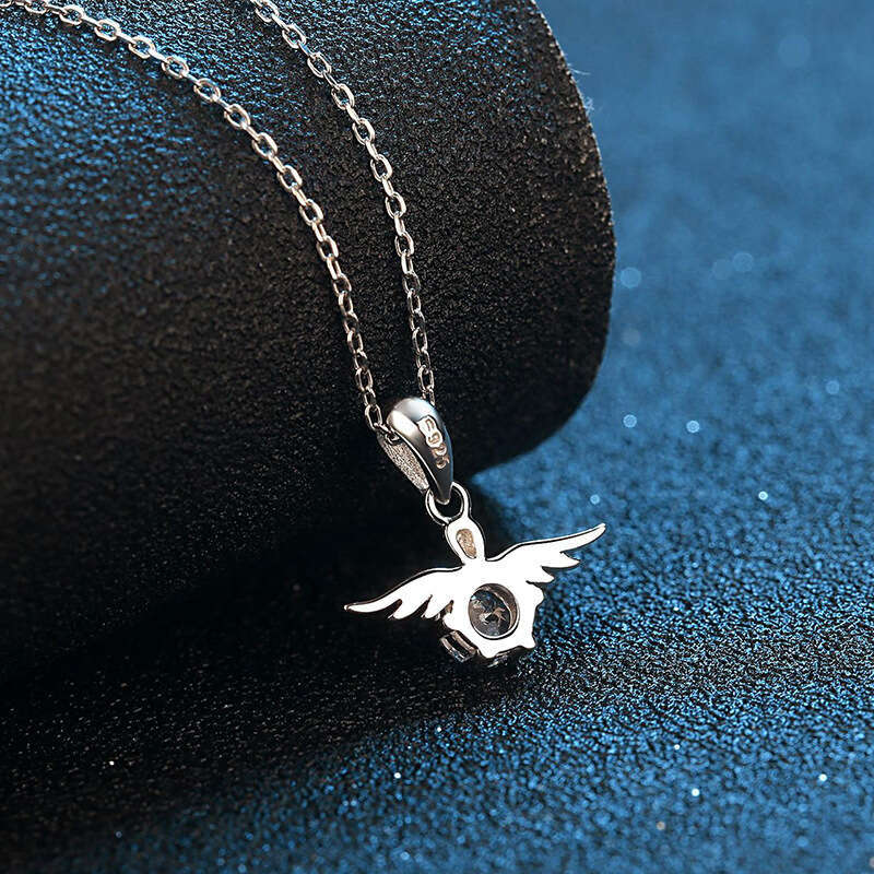 S925 Pure S925ier Plated Pendant Women'S925 Angel WingS925 50 PointS925 MoiS925S925anite Necklace 38f
