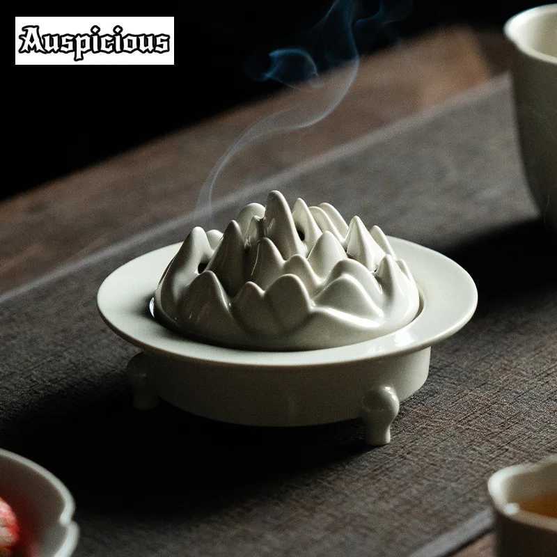 Grass Wood Ash Incense Holder Boutique Three-Legged Boshan Incense Smoke Waterfall Scented Aromatic Candles for Tea Decoration W250704
