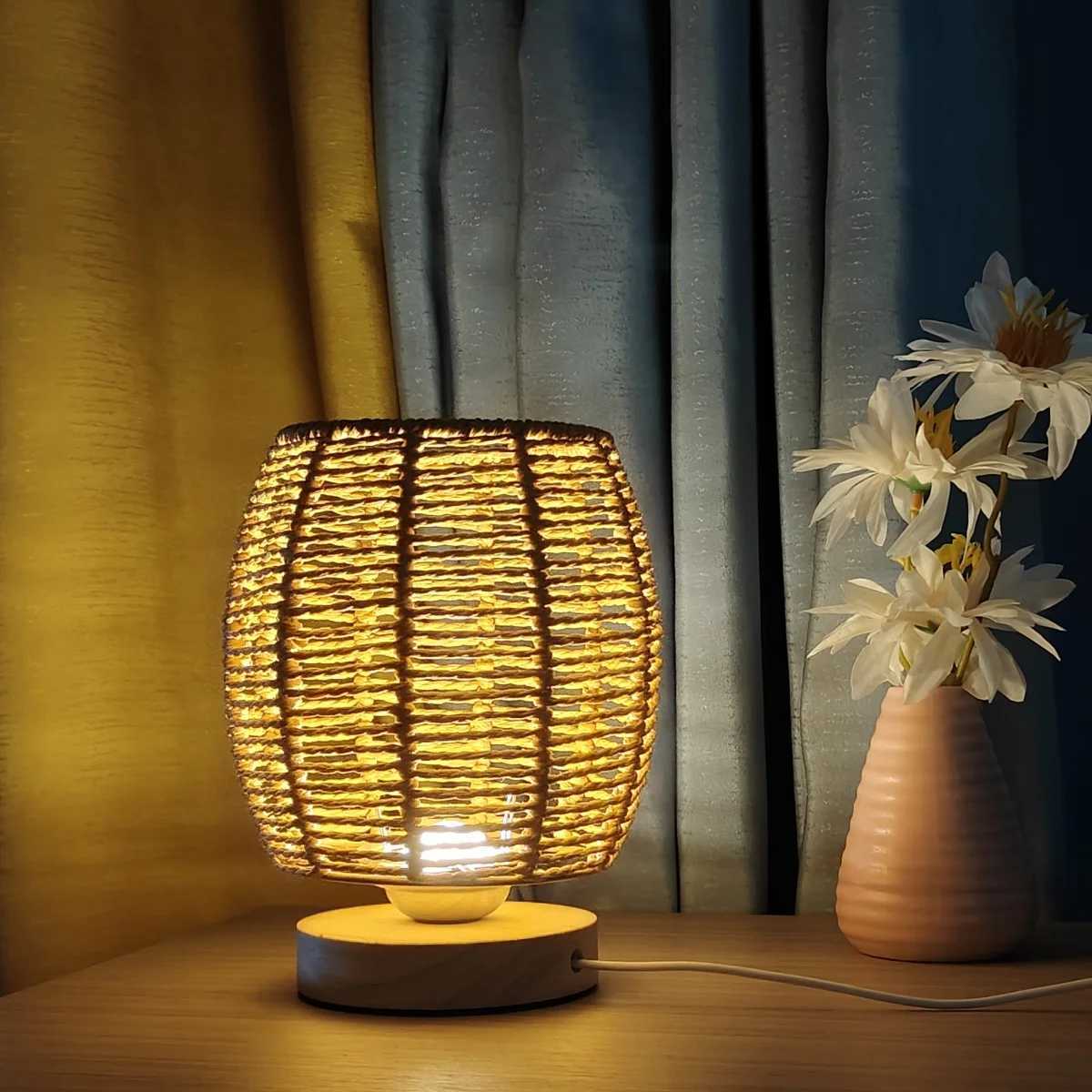 Countryside style hemp rope table lamp for home warm lighting suitable for bedrooms study rooms living roomsXJ250703