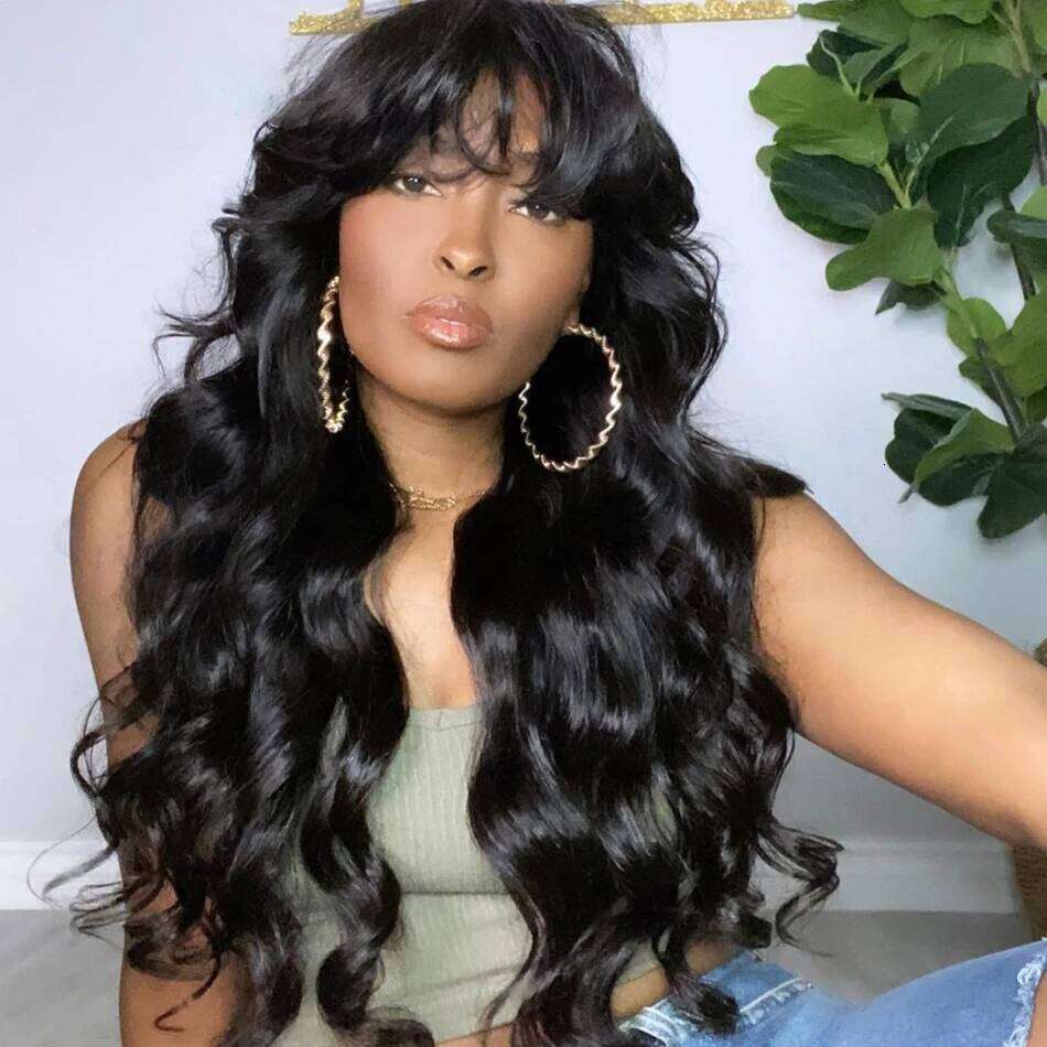 Body Wave Front Bangs Fringe Human Hair Wigs Women Glueless HD Lace Frontal Wig With Bang On Sale Clearance 180%