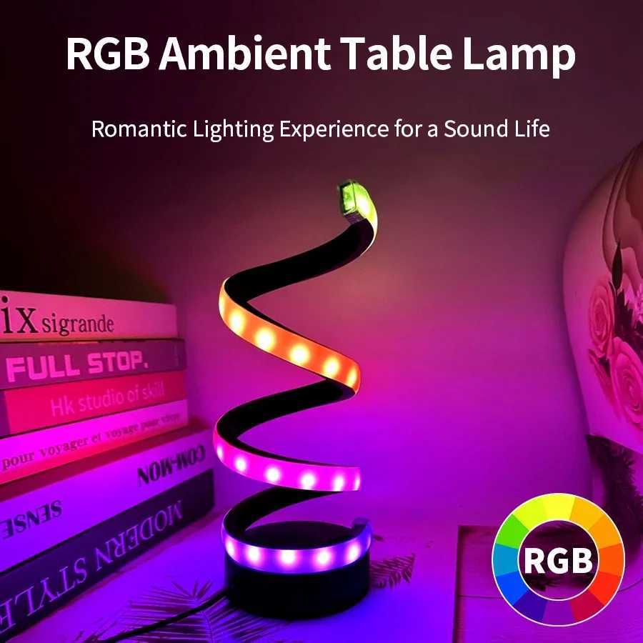 Creative Led Desk Reading Book Light USB Table Lamp Dimmable Night Light Spiral Snake Shape with Button Switch White or RGB Optional XJ250703