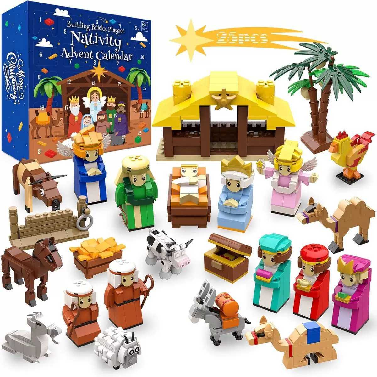 New Christmas Nativity Building Blocks Blind Box Kids Christmas Countdown Calendar Blind Box Gift Set L250704