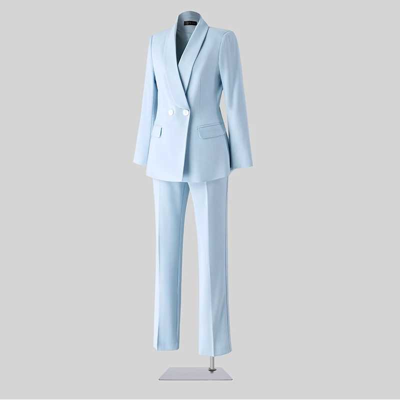 ZJYT Spring Autumn Womens Blazer And Pants Set Elegant Business Chic Formal One-Button Jacket Trousers Suit Two Piece Outfit X250704