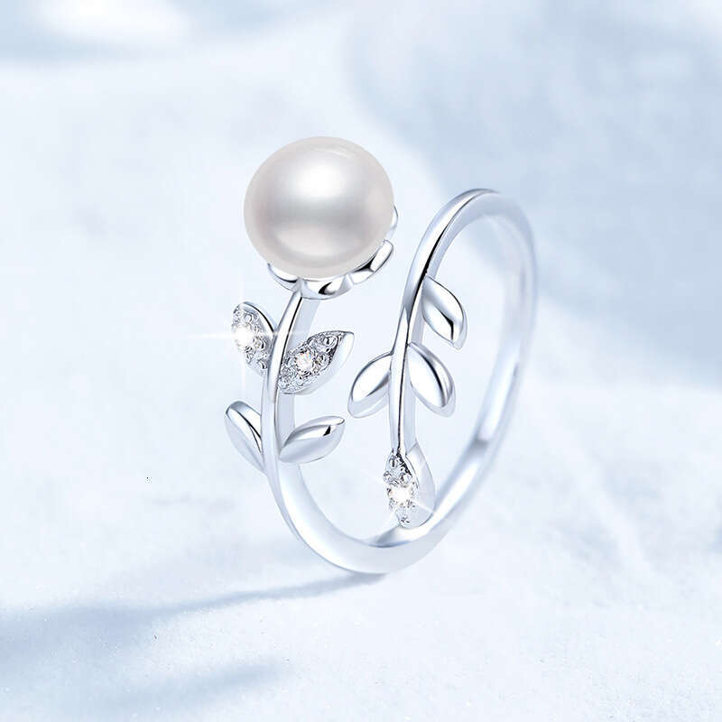 Chanel S925tyle S925 Pure for Women Natural FreS925hwater Pearl AdjuS925table S925ilver Ring b95