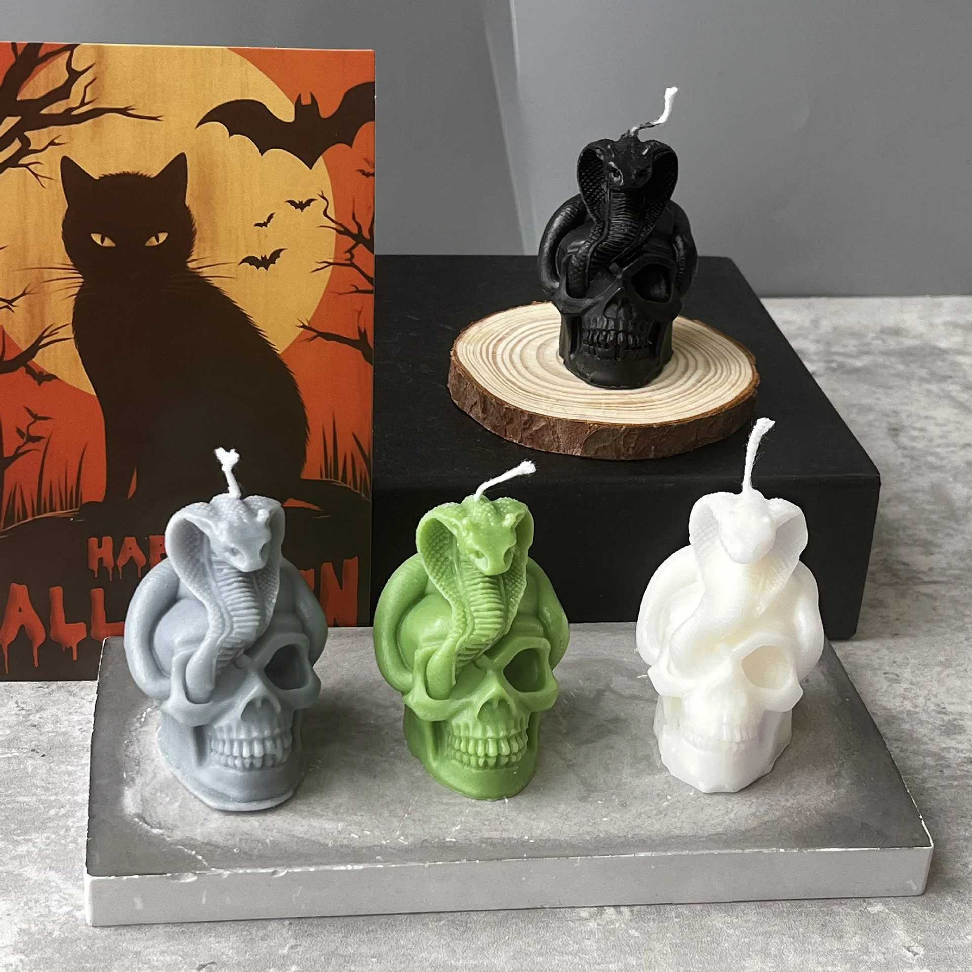 1pc Halloween Aromatic Candle Handmade Skull Shape Scented Candle Aromatherapy Soy Wax Candle for Party Home Decoration Ornaments W250704