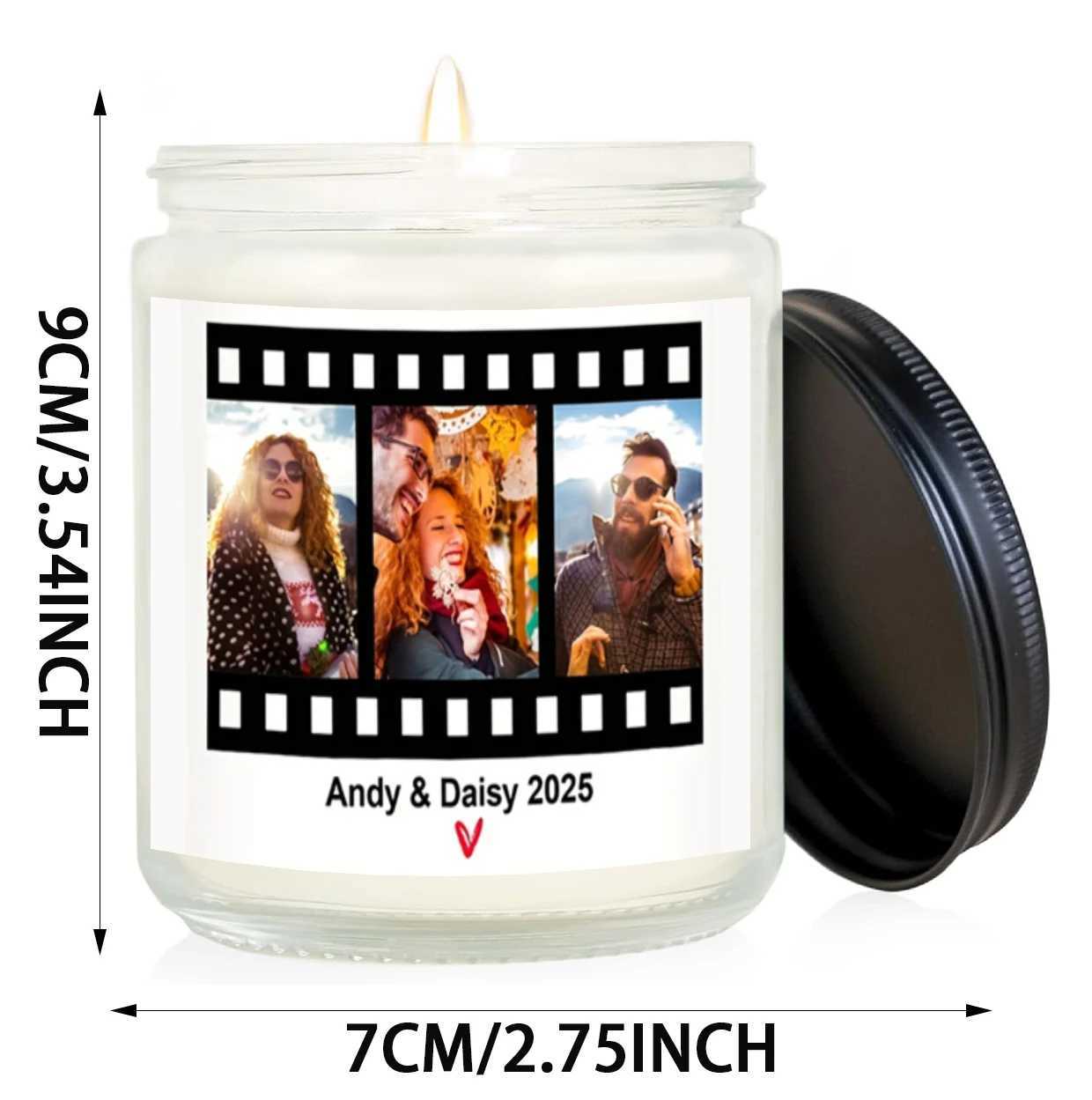 7oz (200g) Personalized Aromatherapy Candles Customized Photos and Text on Film Suitable for Valentines Day Christmas W250704
