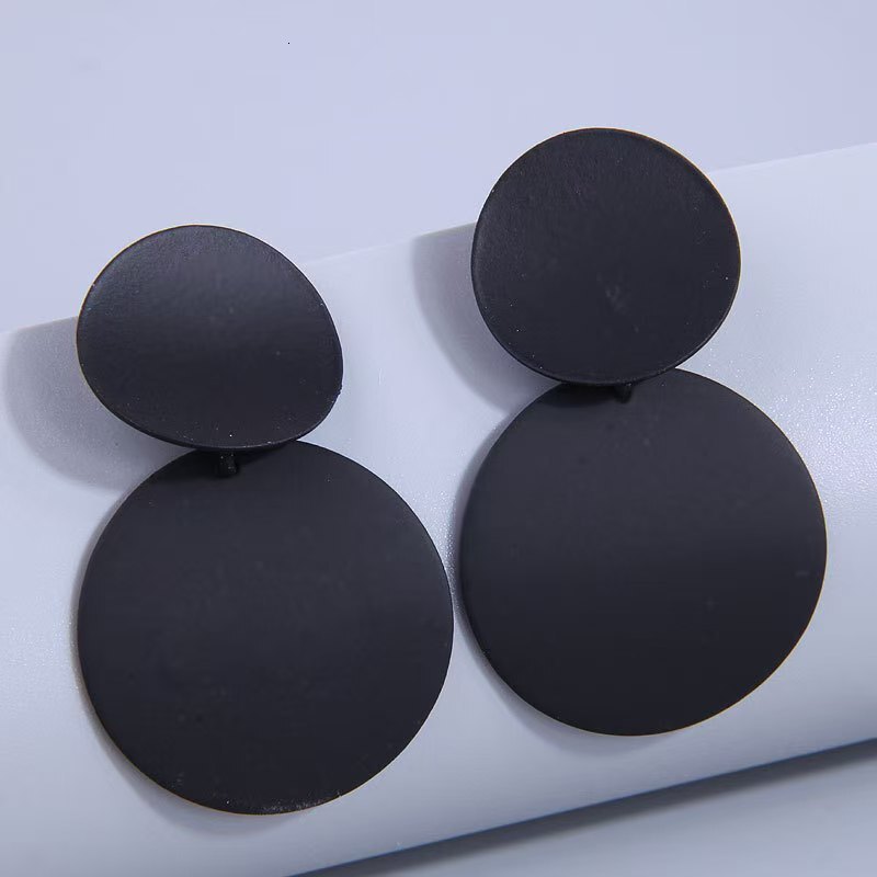 Round Alloy Ins Three-Dimensional Glossy Earrings Fashion Versatile Stylish Ear Studs Jewelry
