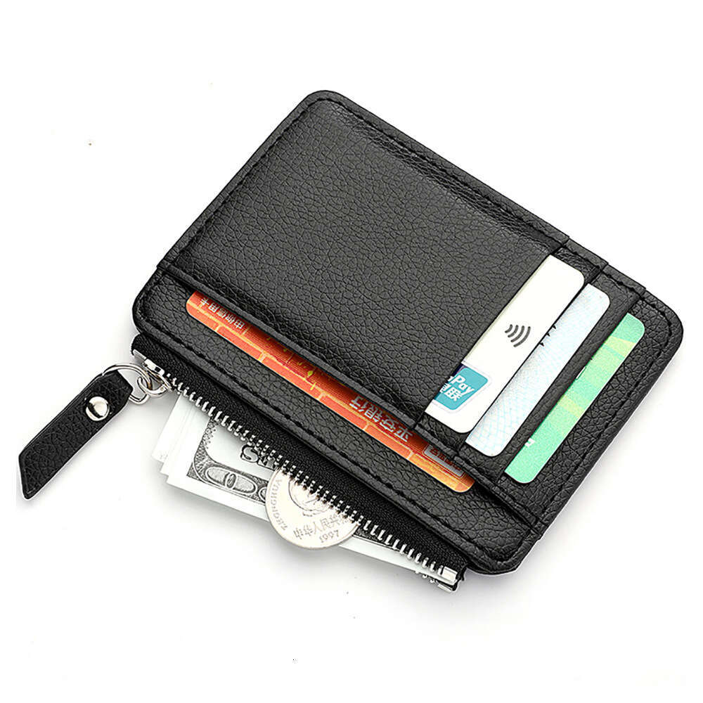 Hot Selling Lychee Pattern Zipper Large Capacity Thin Slot Small Compact Exquisite PU Holder Card Sleeve wallet designer mens wallet