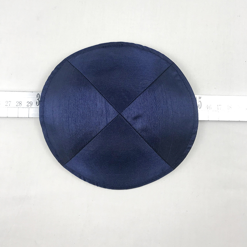 Jewish Kippa Thick Satin Kippot Navy Blue Color Yarmulke Kippah Skullcap 15cm Free Clip