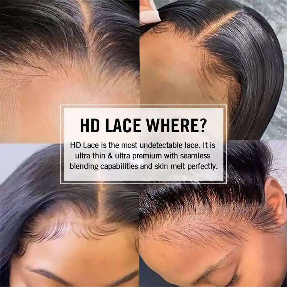 Ali Queen Straight Frontal 13x4 13x6 human hair Virgin Hair HD Lace Closure Glueless Wig 180% Density Transparent