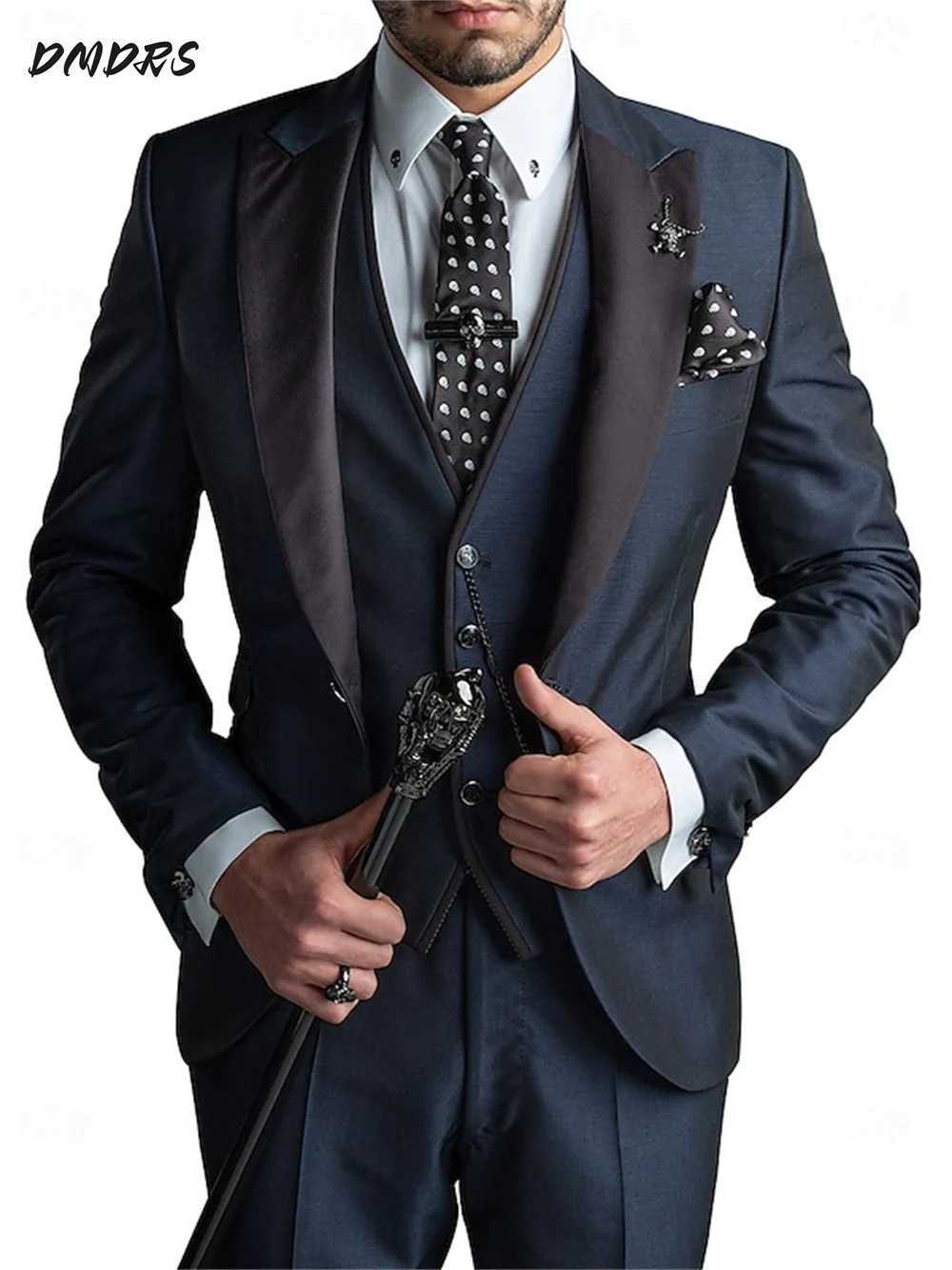 Elegant Mens Suit Pants Vest Three Piece Set Casual Western-style Men Suit Three-piece Set Business Attire For Men Fashionable X250704
