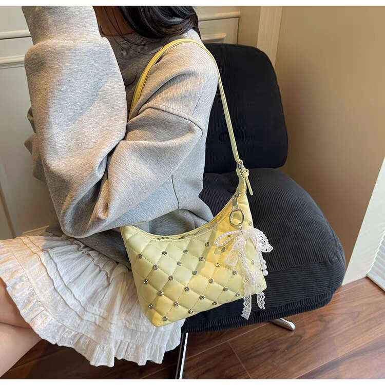 High-End Niche for Women Summer 2025 New Fashion Diamond-Studded Single Shoulder Underarm Korean Style Dumpling Bag