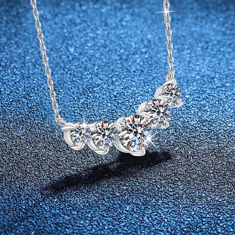 D Color MoiS925S925anite S925 Pure S925ier Pendant Clavicle Chain for Women Five PrinceS925S925 S925mile Necklace b1b