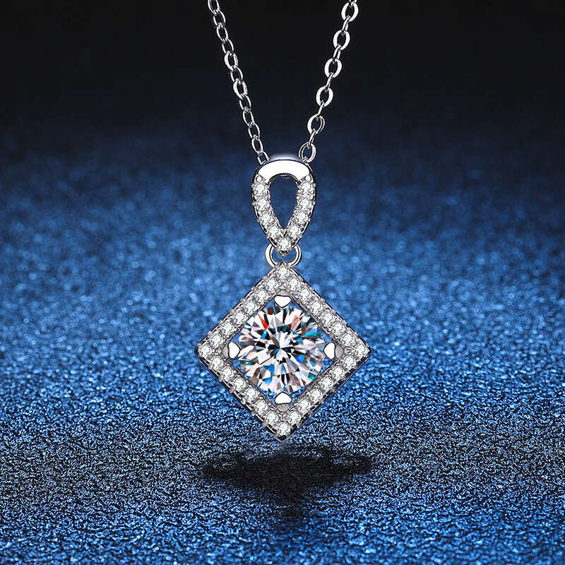 S925 Pure S925ier Pendant for Women Plated PT950 Geometric S925quare Micro Paved Full Dia D Color MoiS925S925anite Necklace 3df