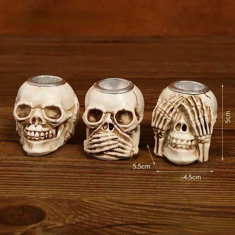 Resin Scary Haunted House Props Candlestick Ghost Skull Witch Hand Skeleton Candle Holders for Halloween Bar Party Decor W250704