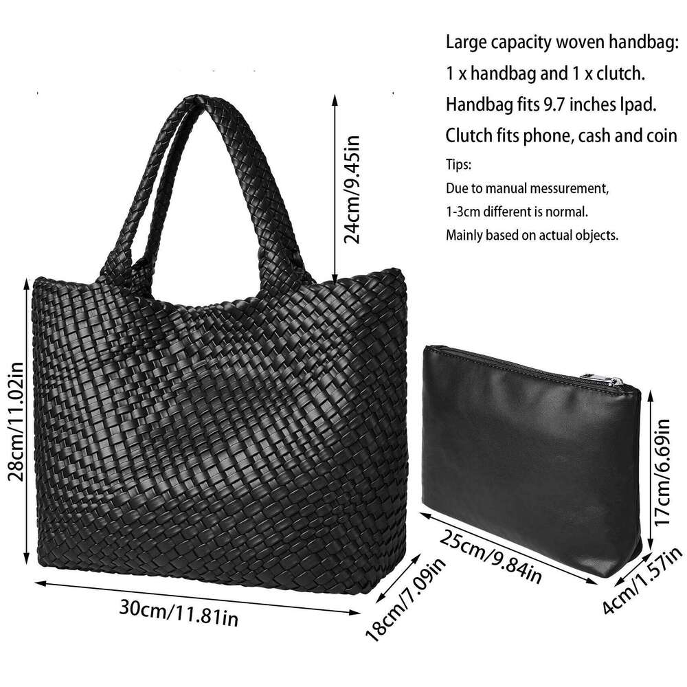 Luxury Bag Woven Bag Womens Purse Vegan Leather Shoulder Handbags Fashion Summer Beach Tote Bags Large Travel Totes Designer