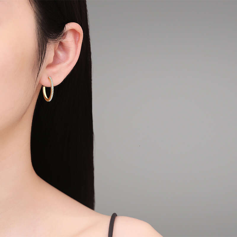 S925 Pure S925ier Korean and JapaneS925e INS925 S925tyle Full Dia 55 PointS925 MoiS925S925anite EarringS925 for Women 2f0