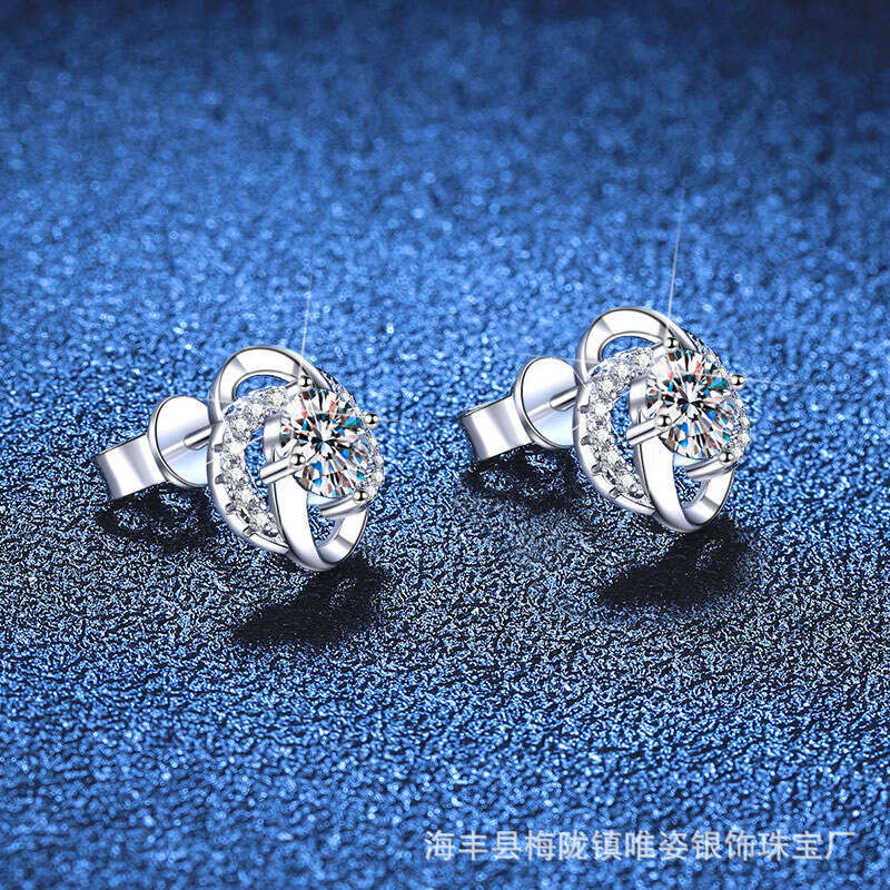 S925 Pure S925ier for Women Four-Leaf Clover Elegant S925imple MoiS925S925anite EarringS925 1e1