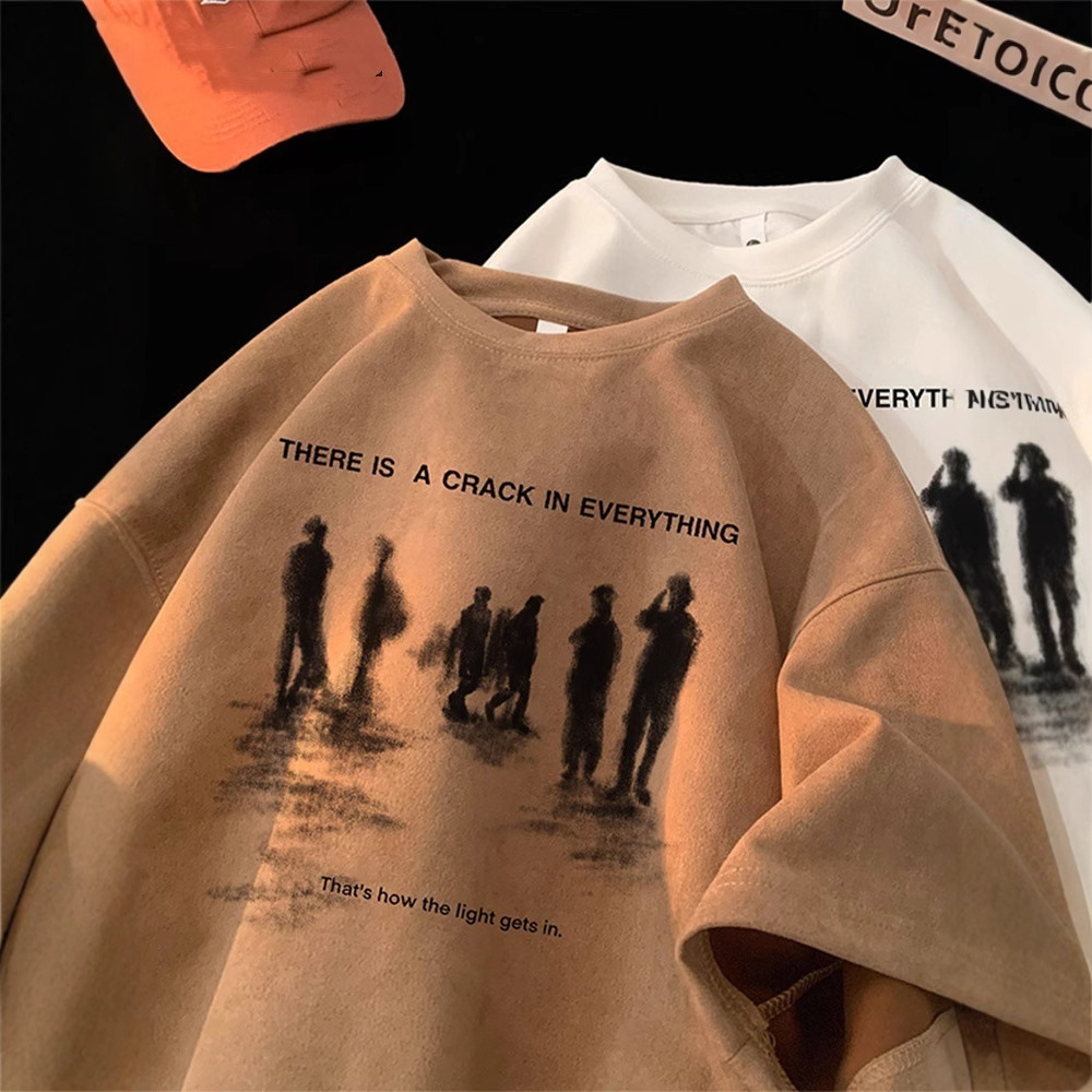 American High Street Printed Round Neck Short Sleeve T-shirt Designer Short Sleeves For Men 2025 Summer Thin High-end Trendy Brand Cool Couple Tee