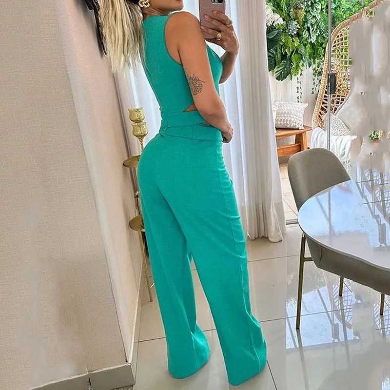 2025 Spring And Summer New Casual And Stylish Elegant Suit Slveless Top + Trousers Solid Color Two-piece Set X250704