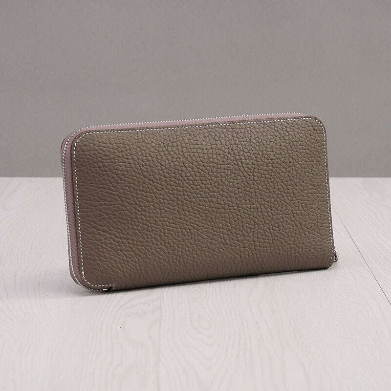 Leather Bag Bucket Bag New Zipper Handbag Genuine Leather Long Thin Cowhide Women S Wallet Clutch Tote Bag