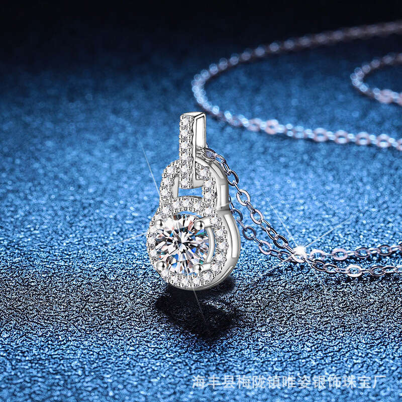 S925 Pure D Color MoiS925S925anite 1 caratS925 S925ier Pendant S925imple VerS925atile Lock Bag Necklace 83f