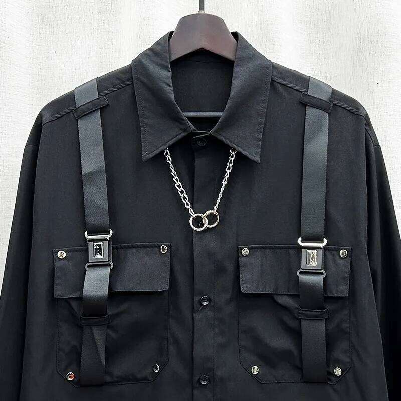 New Niche Design Fashion Brand Man Straps High-end Loose Fitting Long Blouse BF Women Shirts