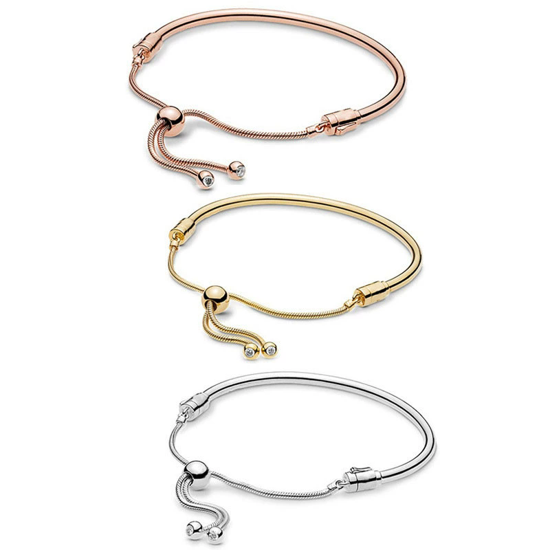 Classic Authentic Bracelets Women S925 Sterling Silver Designer Top-notch Adjustable Gold Silver Color Birthday Gift Christmas DIY Jewelry Making BR129