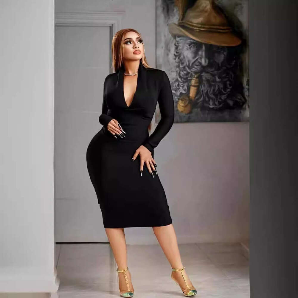 White Skirt Maxi Skirt Fashion Women S V Neck Long Sleeve Sexy Slim Fit Bodycon Dress Bandage Dress Long Skirt