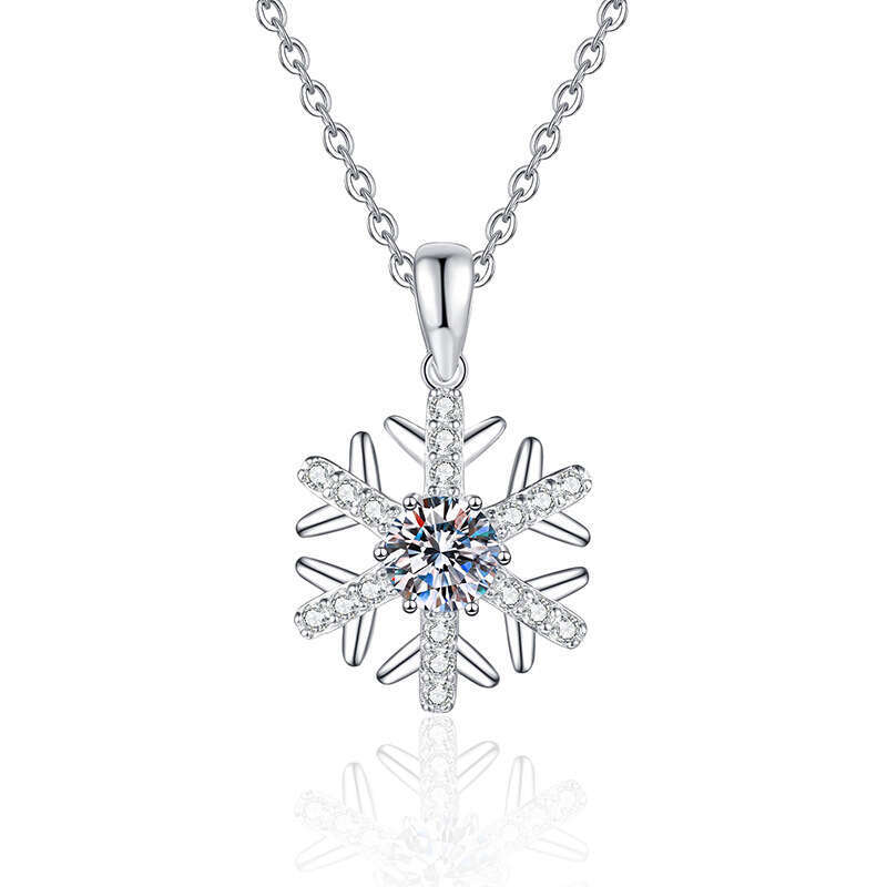 S925 Pure S925ier Pendant S925parkling S925nowflake 1 caratS925 D Color MoiS925S925anite Necklace 23d